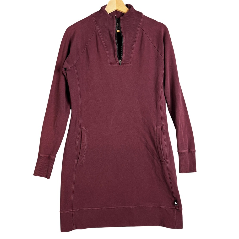 American Giant‎ Womens 1/4 Zip Sweatshirt Dress Burgundy Maroon Size S Cotton